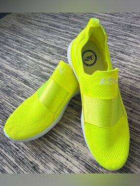 APL TechLoom Bliss Sneakers Men’s 10  Neon Yellow White Slip On Running Shoes